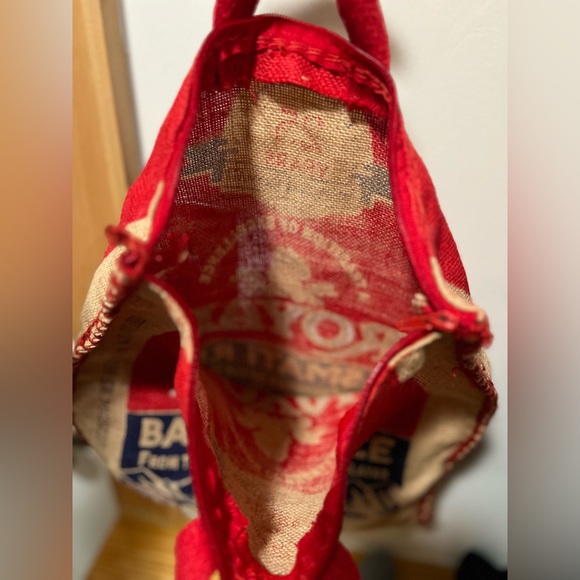 ROYAL BASMATI Empty Rice BURLAP Bag RED Handles & Zipper / Purse Tote Sack Craft - Picture 13 of 16